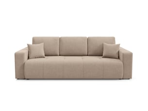 Canapé droit convertible 4 places Tissu marron avec coffre de rangement