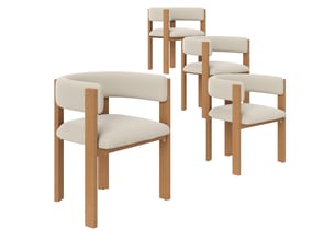 Chaises de salle à manger ergonomiques (4 pièces) avec rembourrage épais, pieds en fer stables et effet bois – respirantes, faciles à entretenir, chaises pour chambre, salle à manger et salon