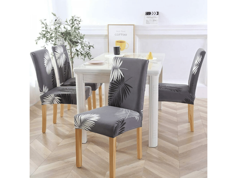  Lot de 6 housses de chaise couverture de chaise de salle à manger extensible protection de chaise gris, 50 x 60 cm XLH-ZLS-011912ZLS - Conforama B