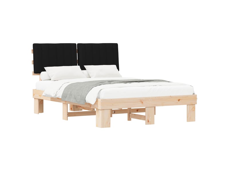  Lit double- lit adulte -  cadre de lit avec tête de lit rembourrée noir 135 x 190 cm  - Conforama A