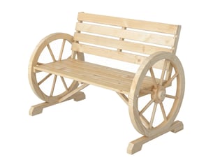 Banc de jardin en bois naturel avec accoudoirs en forme de roue pour 2 personnes, 105,5 x 56 x 79 cm, bois naturel