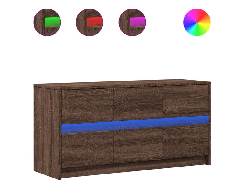 Meuble tv - banc tv - meuble de rangement avec led chêne marron 100x34x50 cm bois d'ingénierie - Conforama A