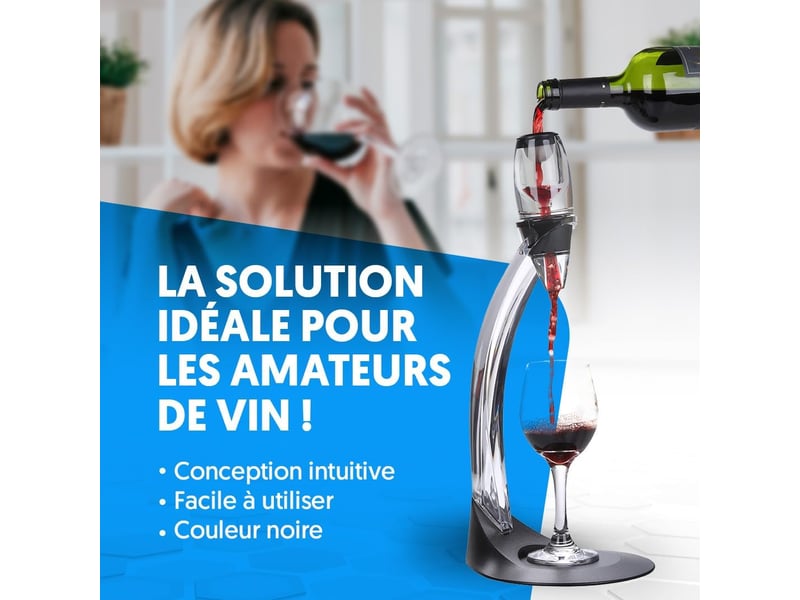  Set carafe à vin + support - aérateur de vin avec filtration, matériau acrylique  - Conforama E