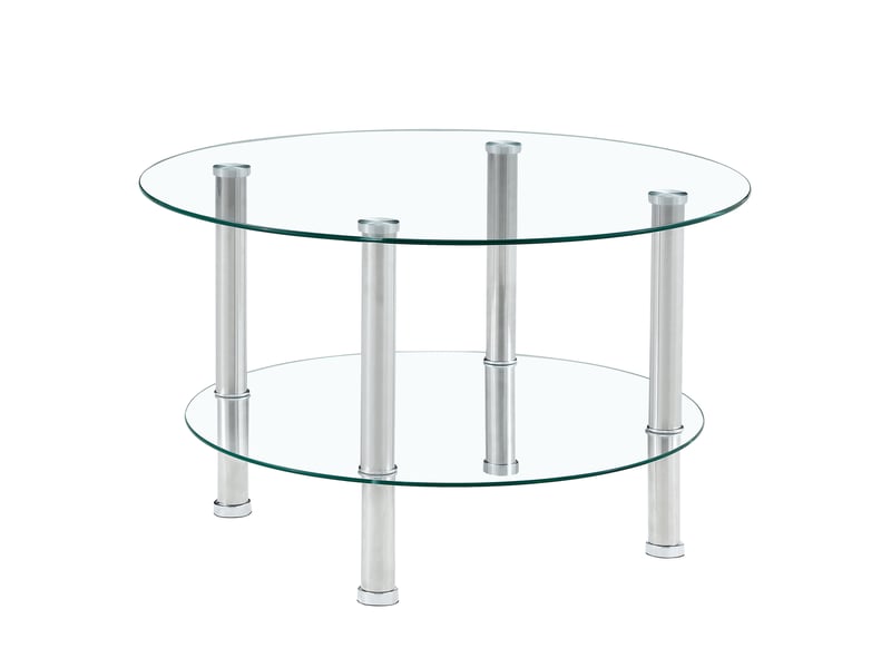  Table basse gigogne avec 2 plateaux en verre trempé et structure en métal pour salon, verre et métal, argent 70 × 42 cm - uvrion  - Conforama A