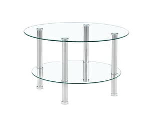 Table basse gigogne avec 2 plateaux en verre trempé et structure en métal pour salon, verre et métal, argent 70 × 42 cm - uvrion