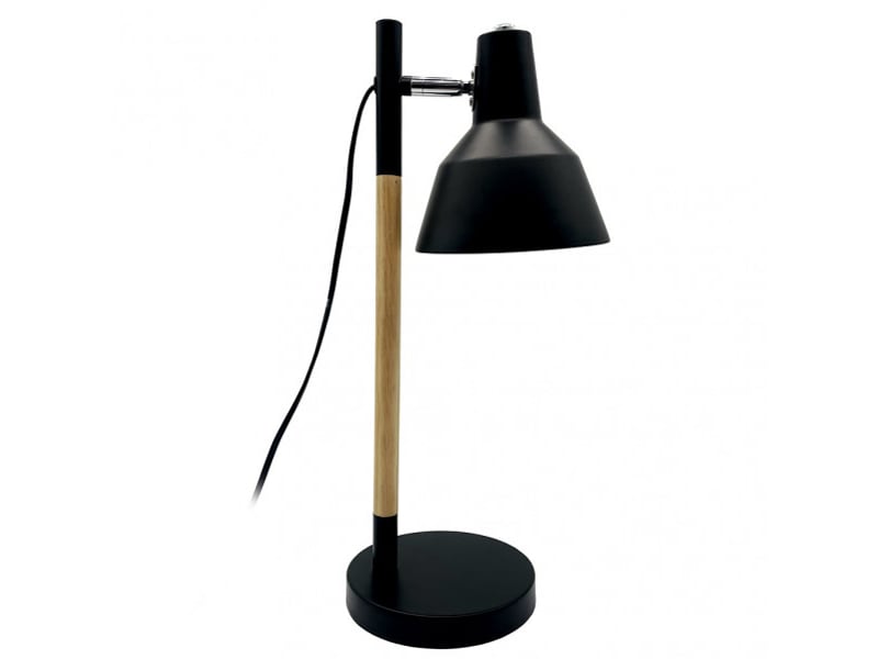  Lampe de bureau fabrilamp basil 1 x e14 noir hêtre 50 x 17 x 23 cm articulée orientable 350° 161171009 - Conforama A