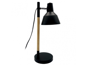 Lampe de bureau fabrilamp basil 1 x e14 noir hêtre 50 x 17 x 23 cm articulée orientable 350°