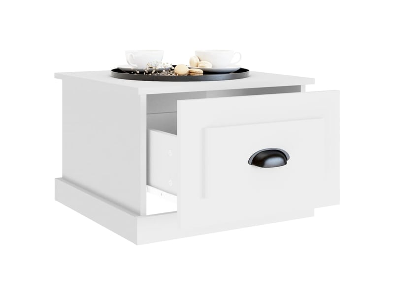  Table basse | table d'appoint salon blanc 50x50x35 cm bois d'ingénierie  - Conforama E