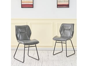 Lot de 2 chaises de salle à manger en similicuir gris avec structure en métal