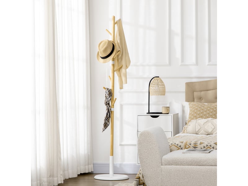 Portemanteau sur pied portant à vêtements vestiaire 8 patères meuble d'entrée pour vêtements entrée chapeaux  - Conforama D