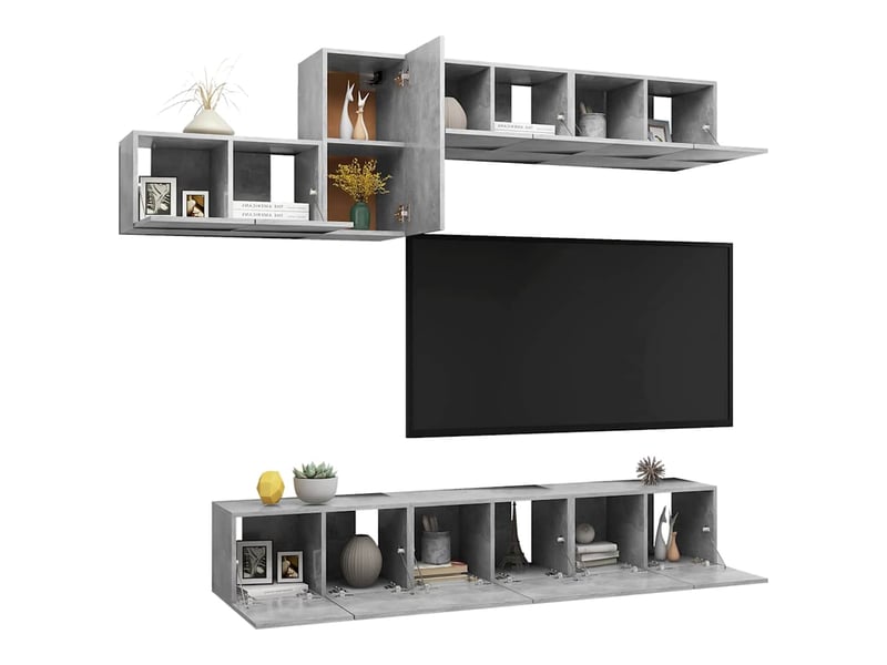  Ensemble de meubles tv 7 pcs gris béton bois d'ingénierie shl6935  - Conforama C