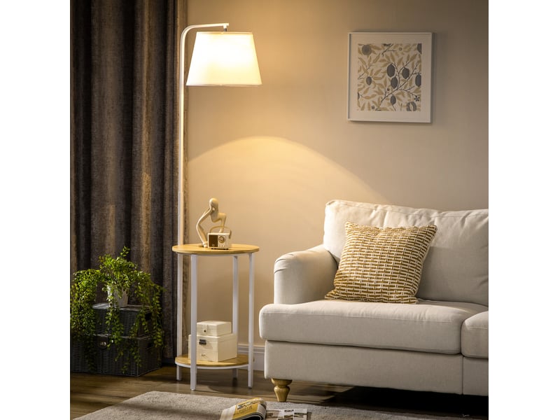  Lampadaire 43x39,5x162 cm avec 2 tablettes métal blanc  - Conforama B