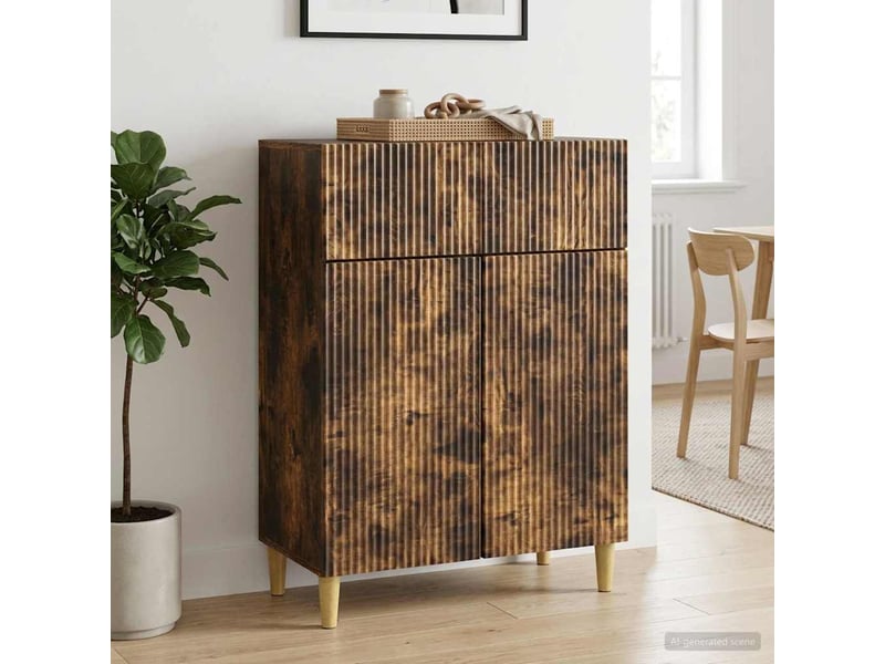  Buffet - bahut - meuble de rangement chêne fumé 66 x 34,5 x 90 cm bois d'ingénierie  - Conforama D