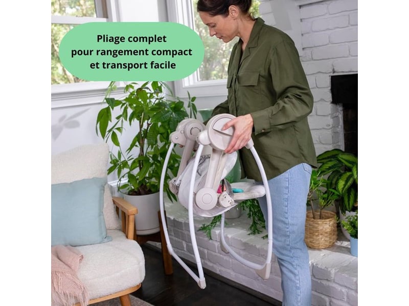  Balancelle compacte electrique bebe beige avec 6 vitesses 2 positions minuterie 6 melodies controle volume technologie silencieuse pliant 60194 - Conforama B