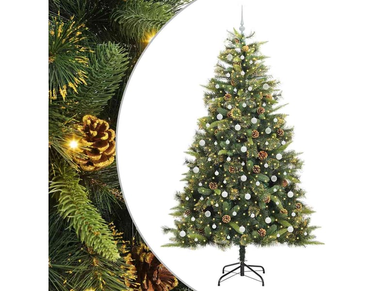 Sapin de noël artificiel, arbre de noël avec branches pliables et cônes 240 cm shl347 - Conforama A