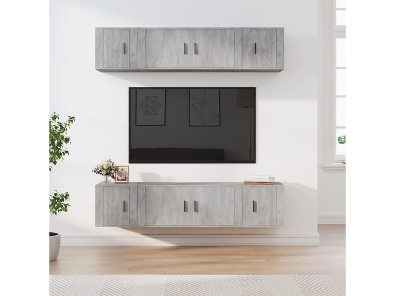  Ensemble de meubles tv 6 pcs gris béton bois d'ingénierie shl88131  - Conforama B