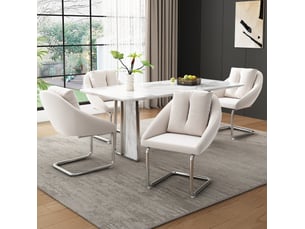 Lot de 4 chaises de salle à manger pivotantes en velours beige