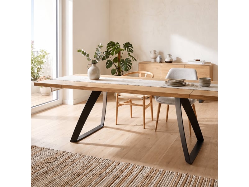  Table extensible en chêne plaqué 200300x100 timber - chêne  - Conforama D