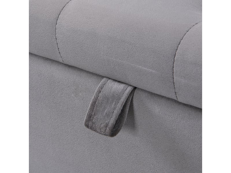  Banc rembourré en velours, banc avec rangement, gris 138 x 41 x 42 cm  - Conforama R
