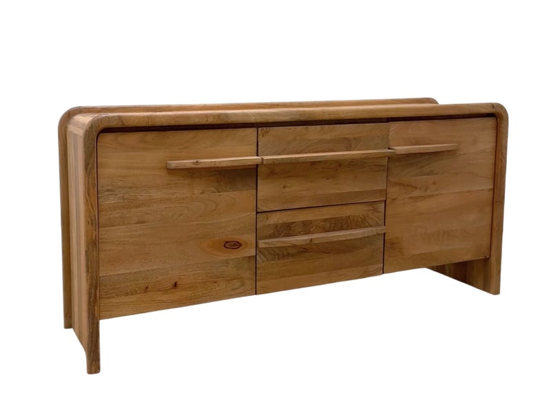 Buffet à 2 portes et 2 tiroirs en bois de manguer masif - Conforama C