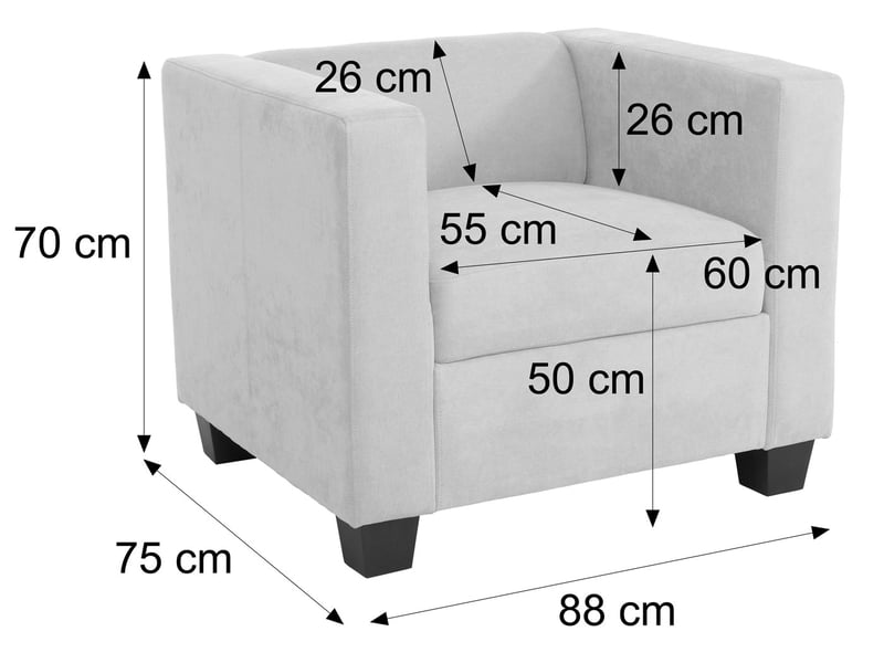  Fauteuil lille, fauteuil de salon, fauteuil rembourréde cocktail, suspension nosag, tissuchenille (260 gm²) - gris foncé  - Conforama C