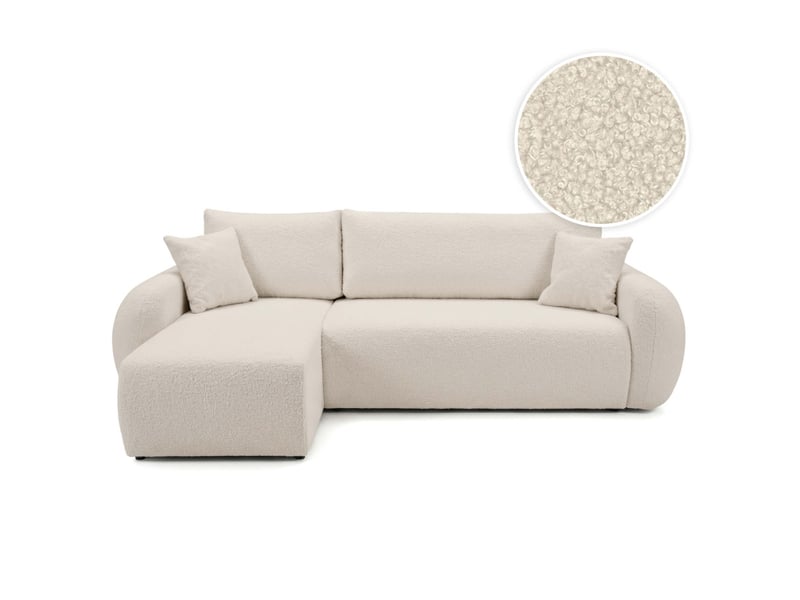  Alya - canapé d'angle convertible et réversible 3 places en bouclette  - Conforama A