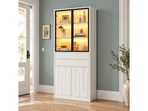 Vitrine coloris blanc 7 étagère(s) <strong>MEULVA</strong> <strong></strong> - 70 cmx180 cm