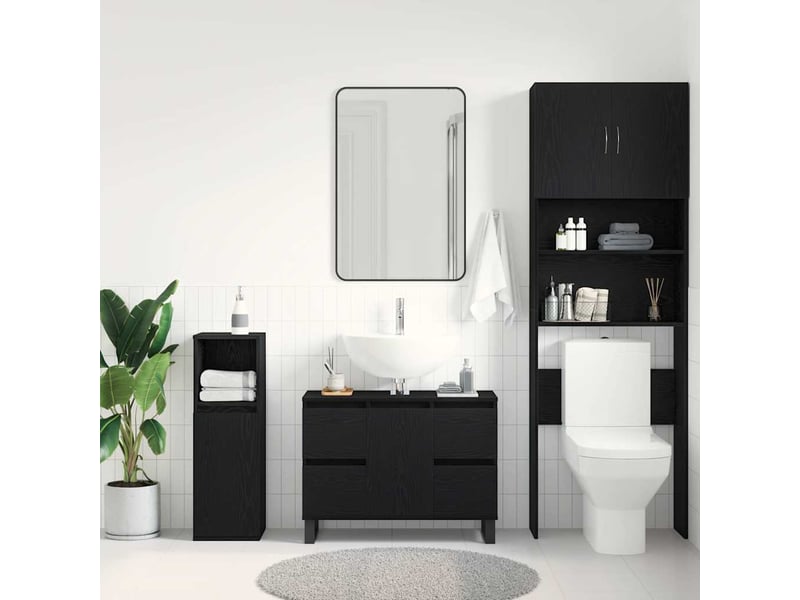Cabinet de salle de bain, armoire salle de bain chêne noir 80 x 33 x 60 cm cf65345 - Conforama D