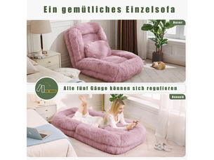 Canapé paresseux pliant - tissu en peluche doux - dossier réglable 5 niveaux - dimensions canapé 102x89x88 cm
