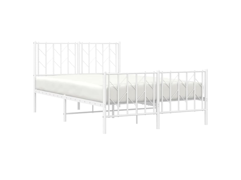 Lit double- lit adulte - cadre de lit métal sans matelas et pied de lit blanc 120x190 cm - Conforama B