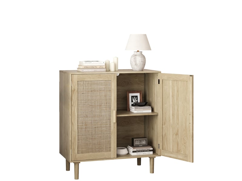  Armoire de rangement 80x40x88 cm, buffet avec 2 portes, meuble de salon et cuisine, mdf naturel, rangement, pratique  - Conforama A