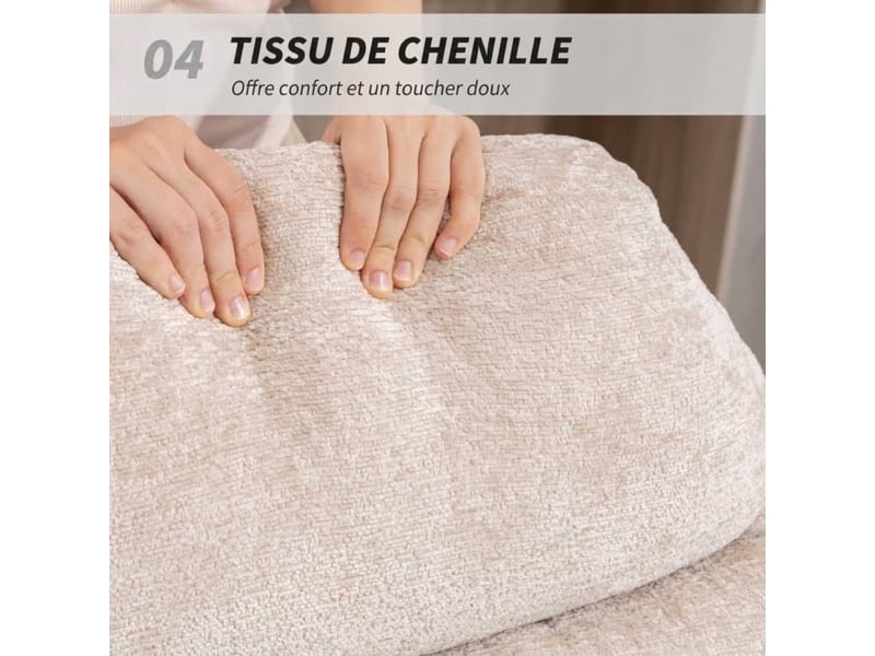  Fauteuil à bascule rembourré blanc crème avec pieds en acier et bois 80x103x91 cm  - Conforama W