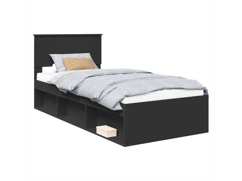  Lit simple- lit adulte -  cadre de lit noir 90 x 200 cm bois d'ingénierie  - Conforama A