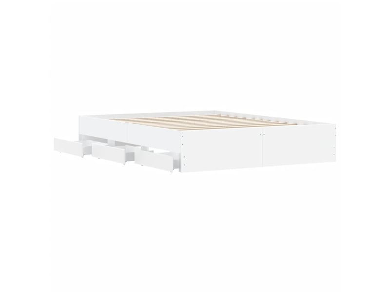  Lit double- lit adulte -  cadre de lit avec tiroirs sans matelas blanc 150x200 cm  - Conforama D