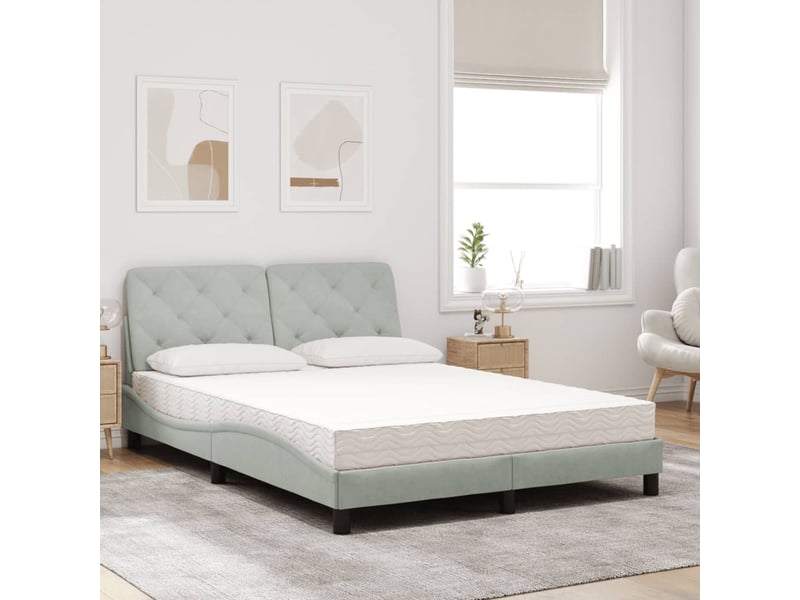  Lit avec matelas gris clair 120x200 cm velours  - Conforama C