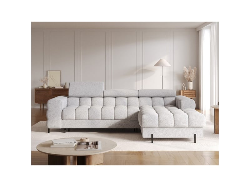  Canapé d'angle droit convertible gris chiné ligne moderne 285x99x181cm filtro  - Conforama E