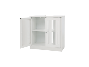 Meuble sous-vasque 2 portes persiennes étagère réglable blanc 60 x 30 x 60 cm