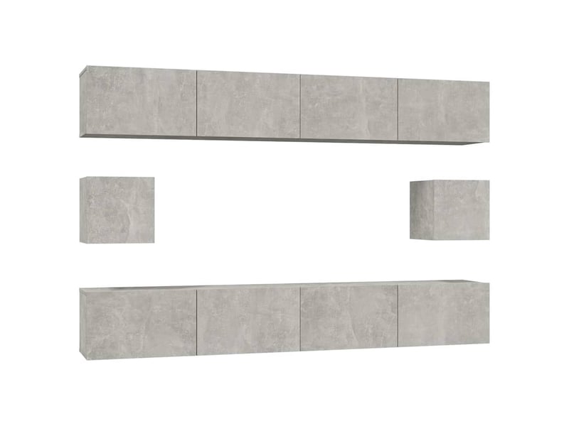  Ensemble de meubles tv - banc tv - meuble de rangement 6 pcs gris béton bois d'ingénierie  - Conforama A