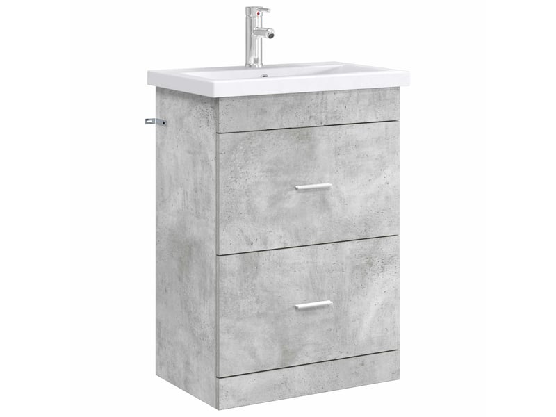  Meuble sous lavabo de salle de bain, commode gris béton shl6695  - Conforama C