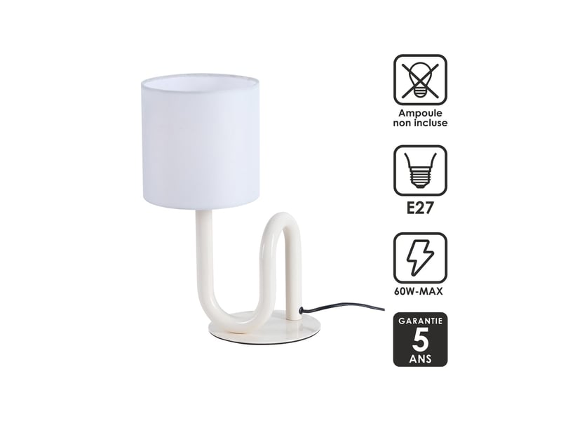 Lampe de table wama en métal blanc  - Conforama E