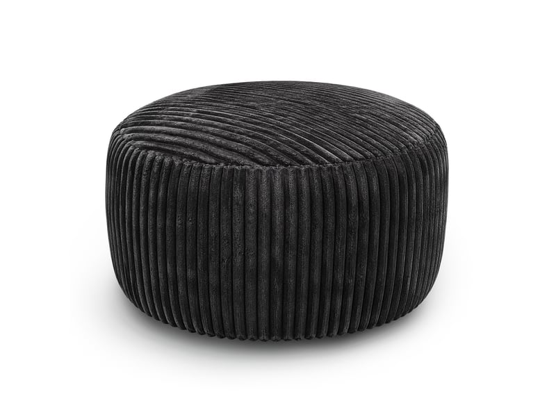  Pouf rond modenvie 4 ft 100 x 100 x 50 cm en velours côtelé noir avec mousse à mémoire de forme  - Conforama A