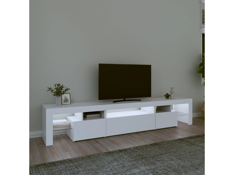 Meuble tv - banc tv - meuble de rangement avec lumières led blanc 215x36,5x40 cm - Conforama C