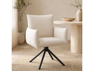 Lot de 2 chaises de salle à manger pivotantes 360° avec accoudoirs et dossier ergonomique, en velours beige