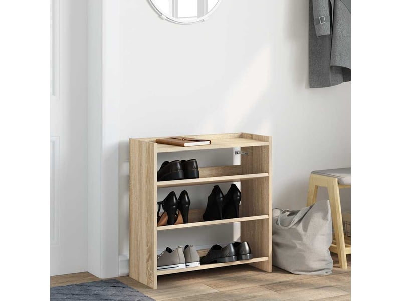  Meuble à chaussures, étagère à chaussures chêne sonoma 60x25x62 cm bois d'ingénierie  - Conforama C