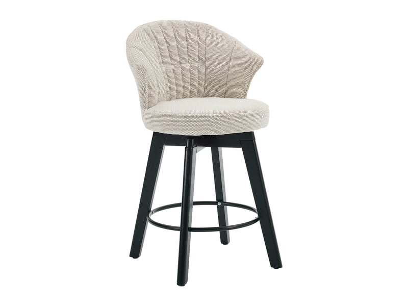  Lot de 2 tabourets de bar pivotants,avec dossier et repose-pieds,chenille,beige  - Conforama A