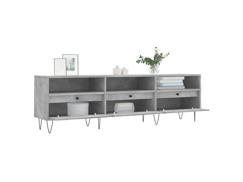  Meuble tv - banc tv - meuble de rangement gris béton 150x30x44,5 cm bois d'ingénierie  - Conforama D