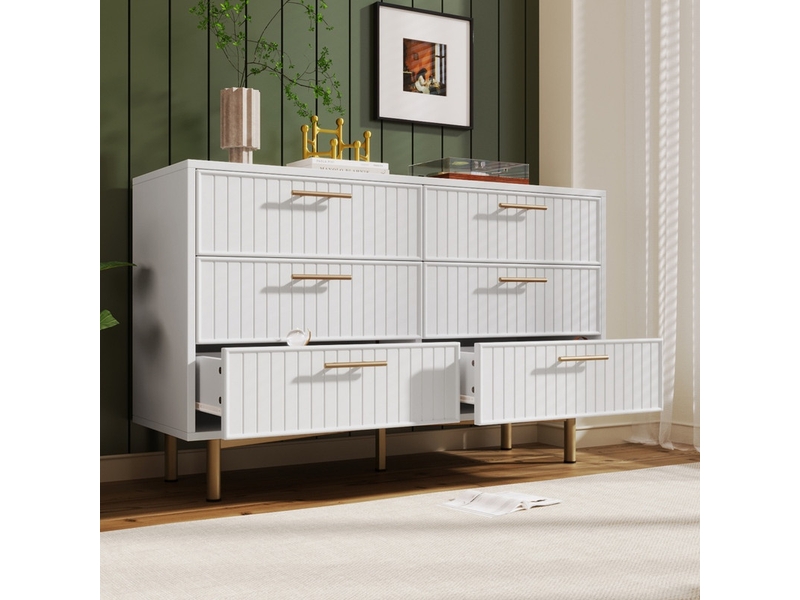 Buffet à 6 tiroirs, 75 x 120 x 40 cm, commode meuble de rangement - Conforama D