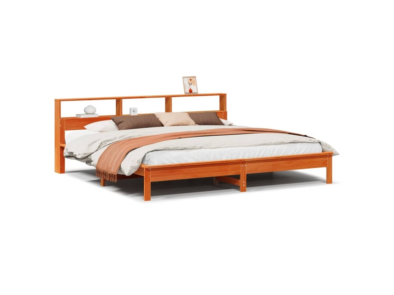 Lit adulte, lit double, cadre de lit sans matelas marron 180x200cm bois pin massif cf13464 - Conforama A