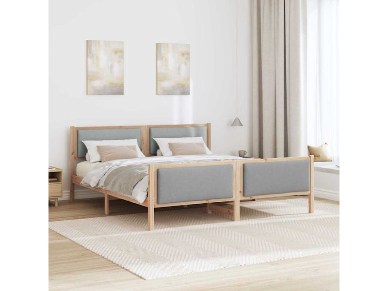  Lit double- lit adulte -  cadre de lit avec tête de lit gris clair 200 x 200 cm tissu  - Conforama C