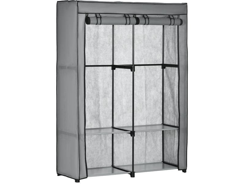  Armoire penderie en tissu pliable 118 x 49 x 170 cm, 2 tringles et 4 étagères  - Conforama A